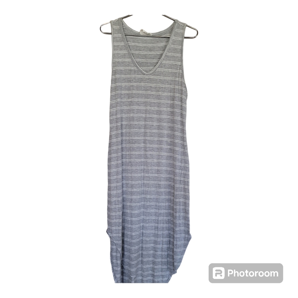 Olive and Oak gray and white striped shirt dress Size Medium